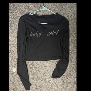 Crop Top with Rhinestone Letter